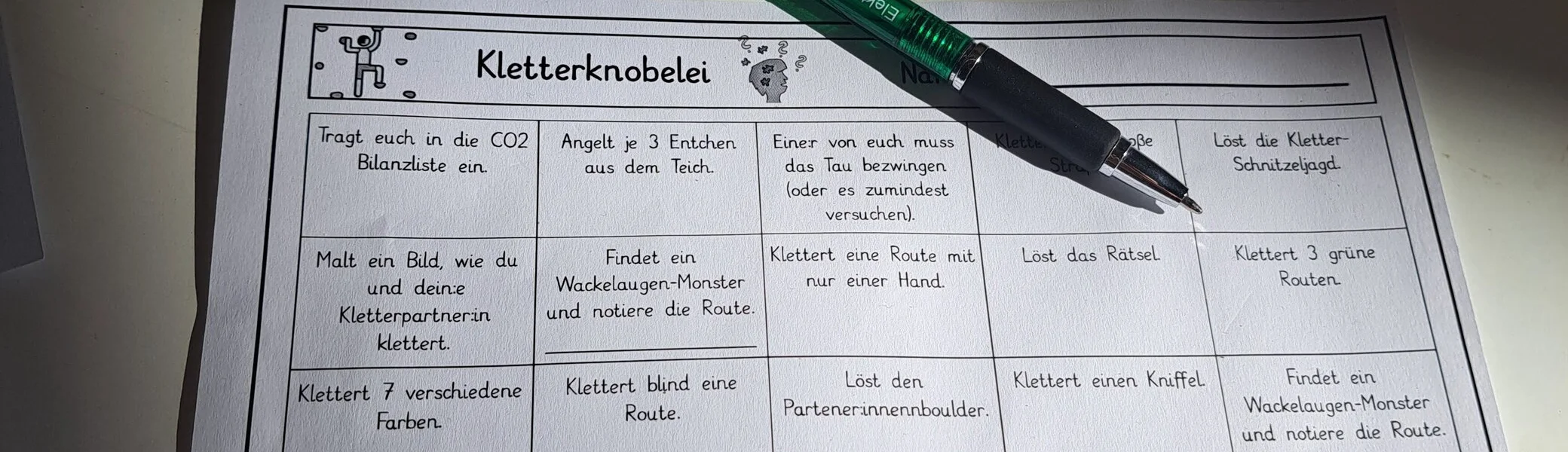 Bild des Lauf- und Fragenzettels bei der Kletterknobelei | © DAV-FN / Carsten Hatger