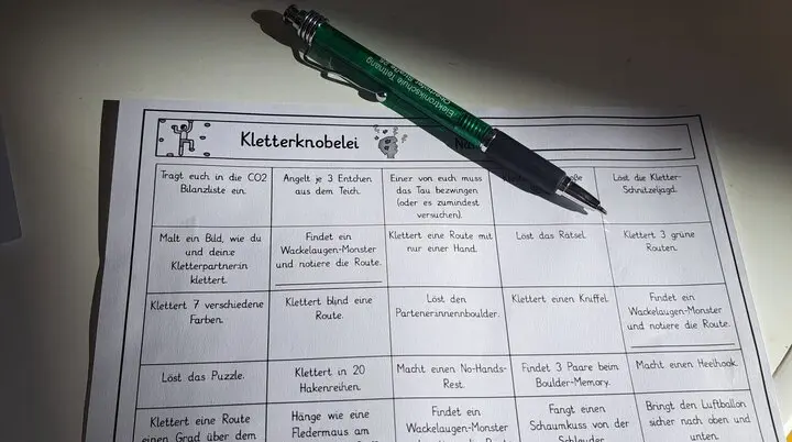 Bild des Lauf- und Fragenzettels bei der Kletterknobelei | © DAV-FN / Carsten Hatger