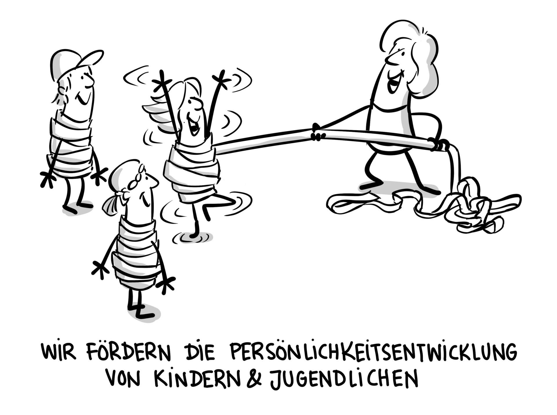 Karikatur drei Kinder spielen | © DAV/Jai Wanigesinghe