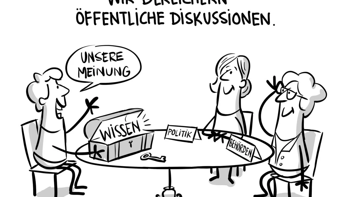 Karikatur Wir bereichern öffentliche Diskussionen | © DAV/Jai Wanigesinghe