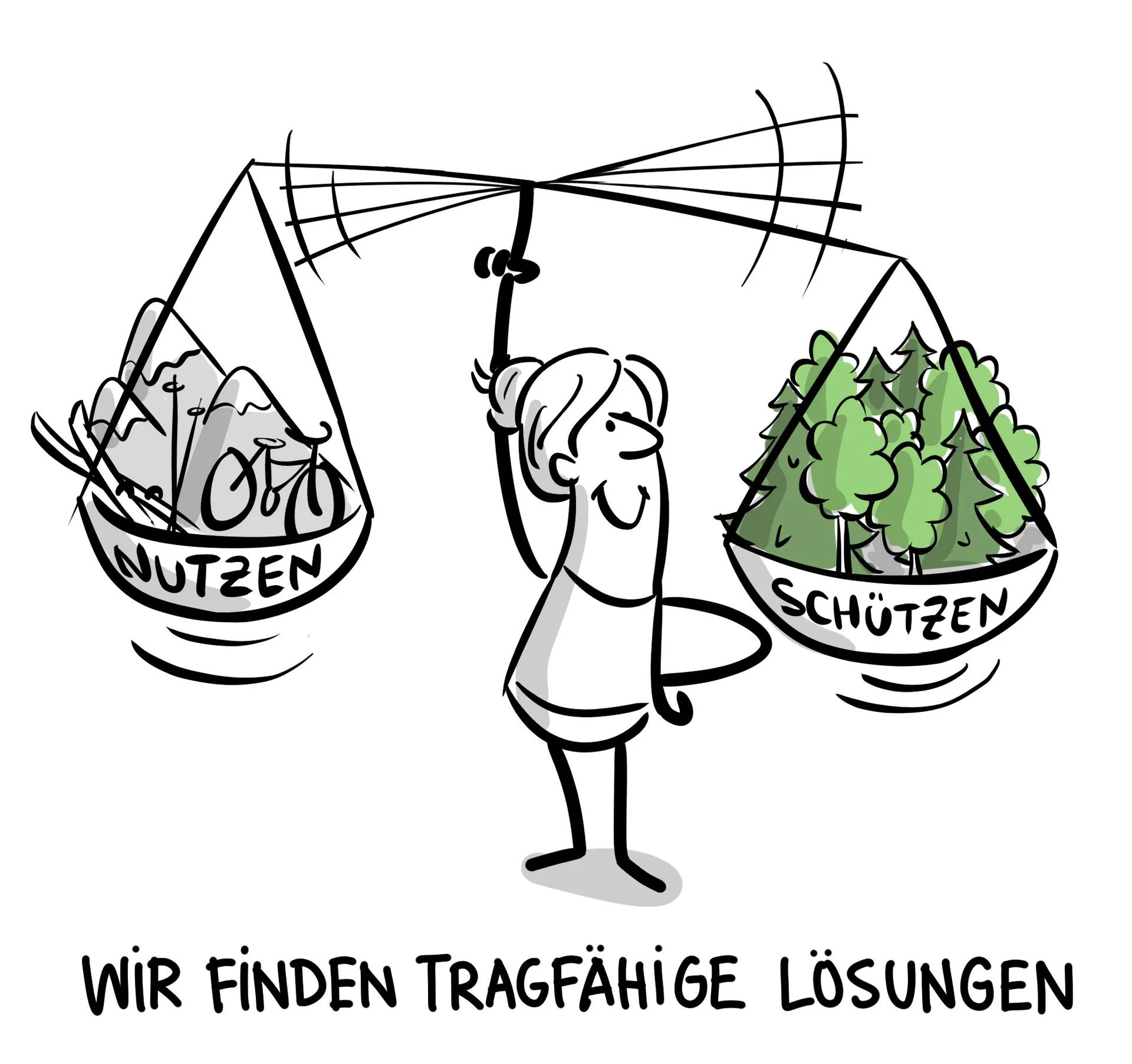 Karrikatur Wir finden tragfähige Lösungen | © DAV/Jai Wanigesinghe