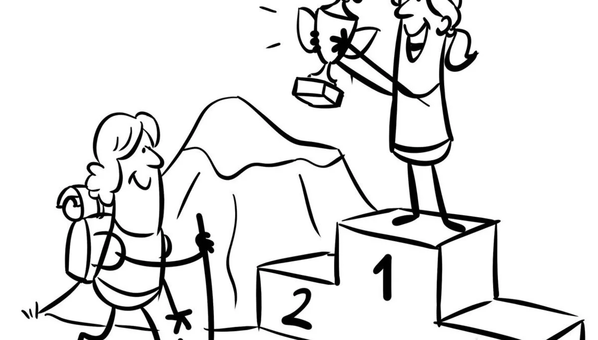 Karrikatur Wir fördern den Breitensport und den Leistungssport | © DAV/Jai Wanigesinghe