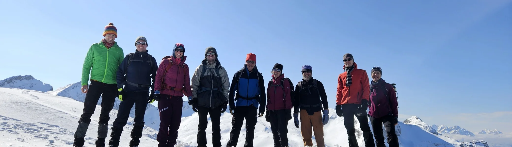 Gruppe von Schneeschuhgehenden auf dem Margelchopf | © DAV-FN / J. Schababerle