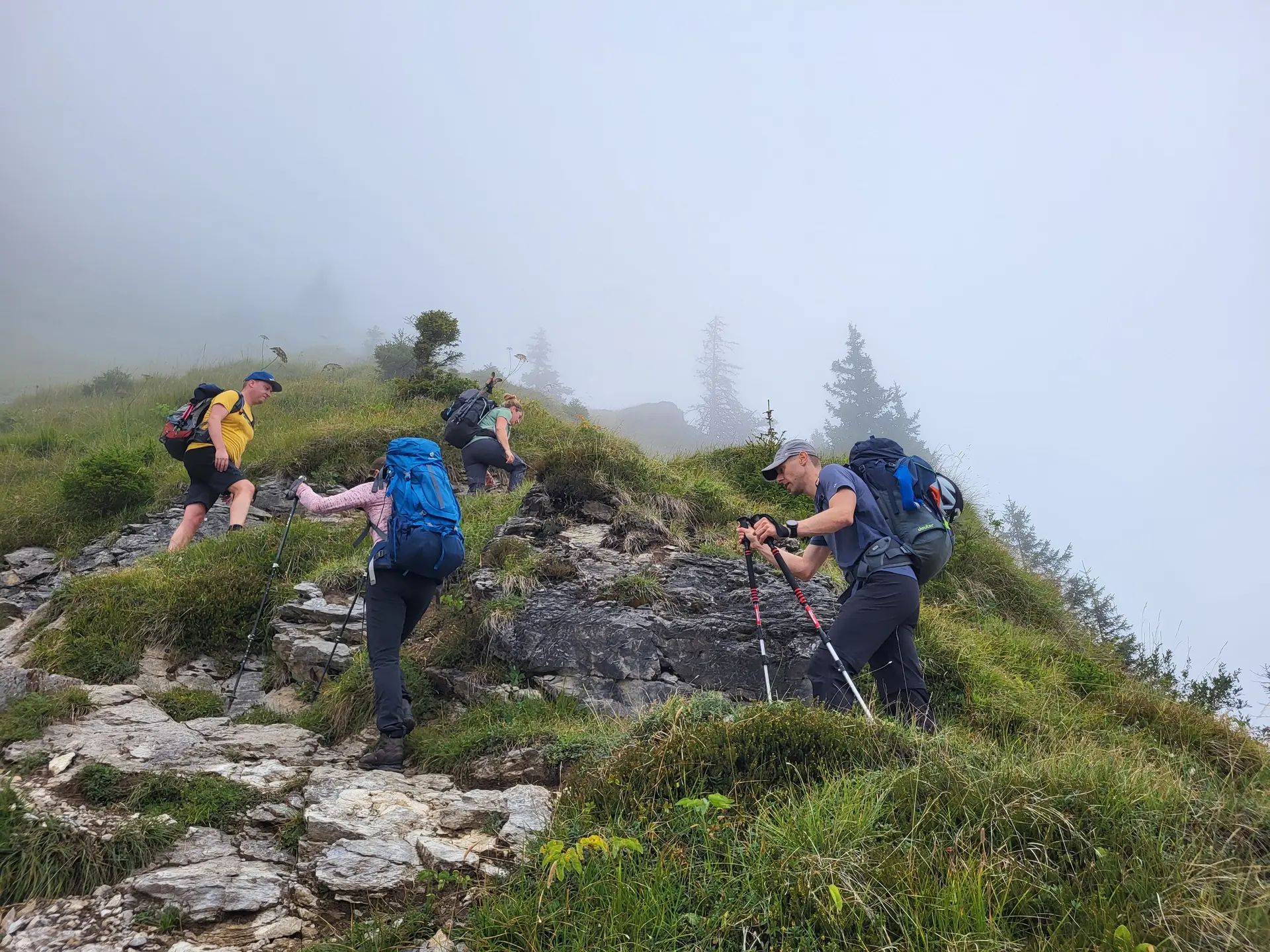 Beim Aufstieg von Mürren zur Rotstockhütte war die Sicht meist getrübt. | © DAV-FN / Alexander Ruh