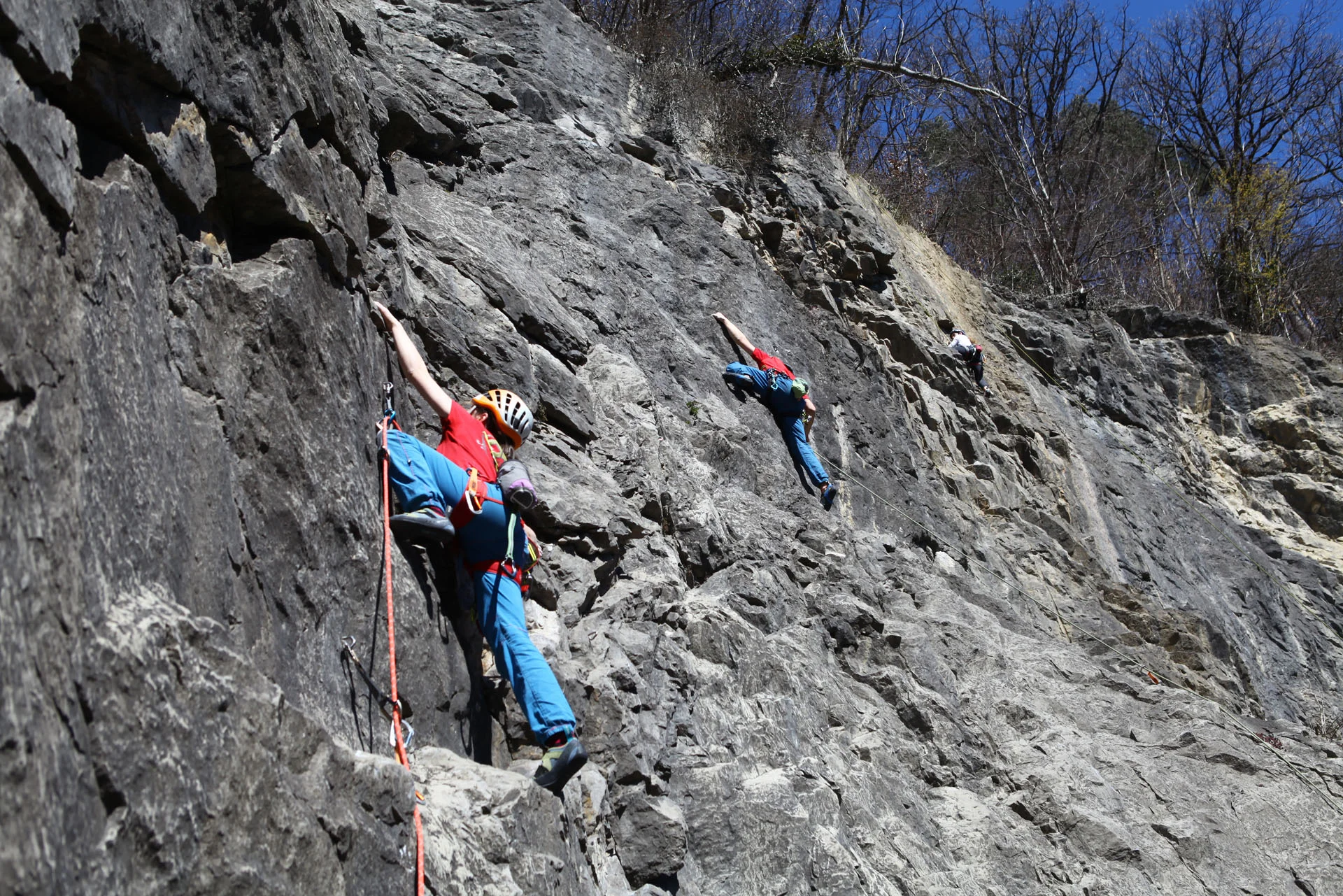 Zwei Kinder im Aufstieg im Klettergarten | © DAV-FN - Thomas Müller