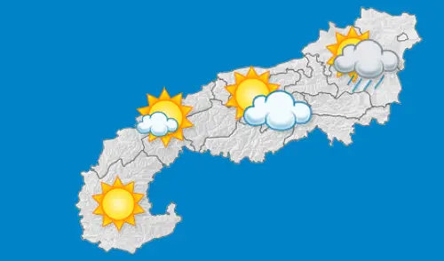 Der Alpenbogen mit Sonnen- und Wolken-Symbolen | © DAV