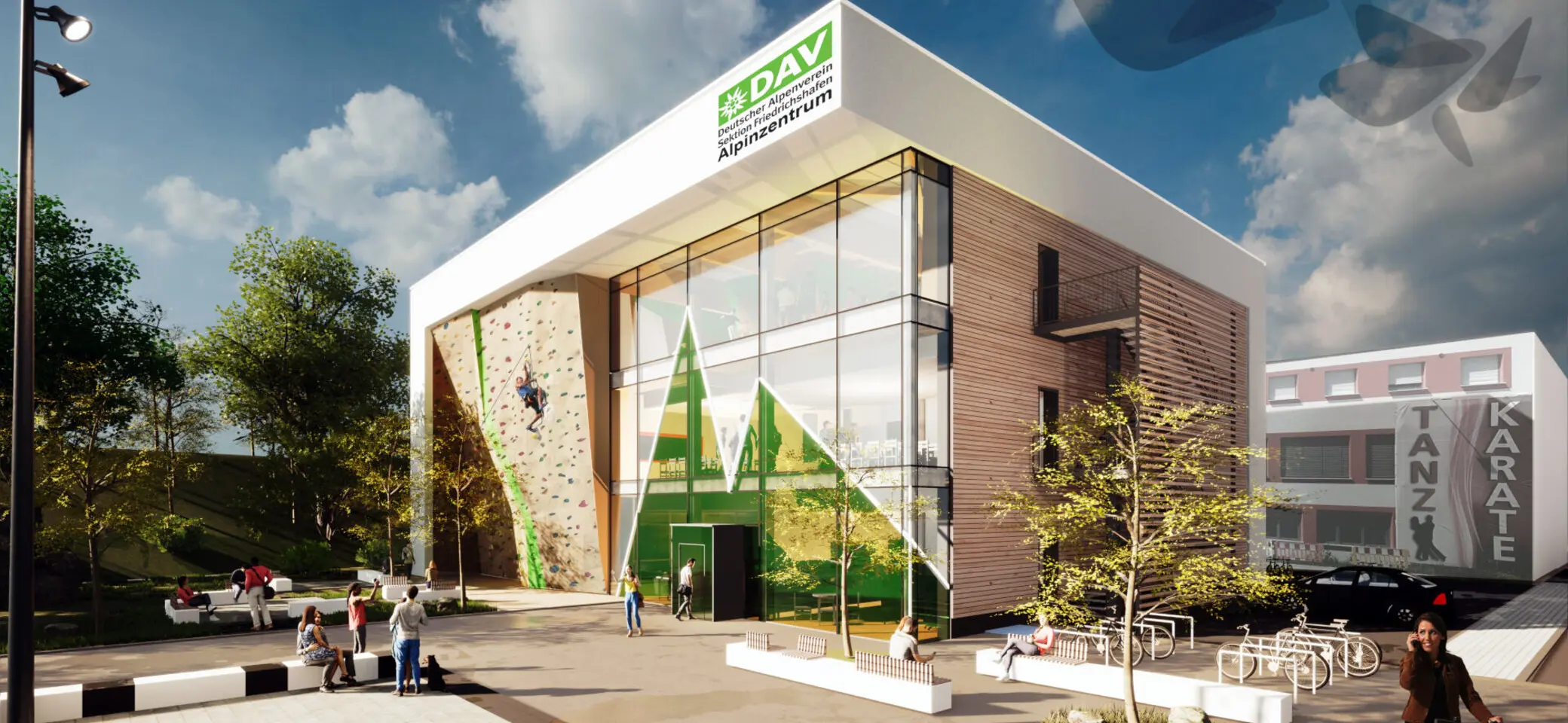 Bild unseres geplanten Alpinzentrums | © 2025, wassung baader architekten, DAV Friedrichshafen