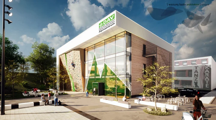 Bild unseres geplanten Alpinzentrums | © 2025, wassung baader architekten, DAV Friedrichshafen