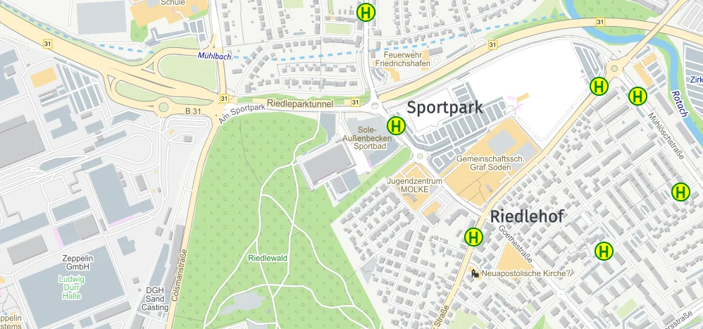 © 2025, Bodensee-Oberschwaben Verkehrsverbund GmbH, Openstreetmap Mitwirkende, DAV Friedrichshafen