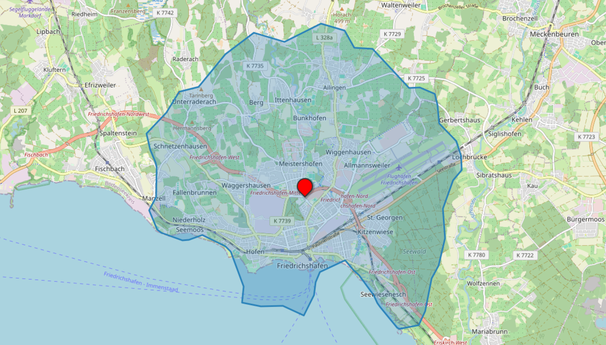 © 2025, openrouteservice, Openstreetmap Mitwirkende, DAV Friedrichshafen