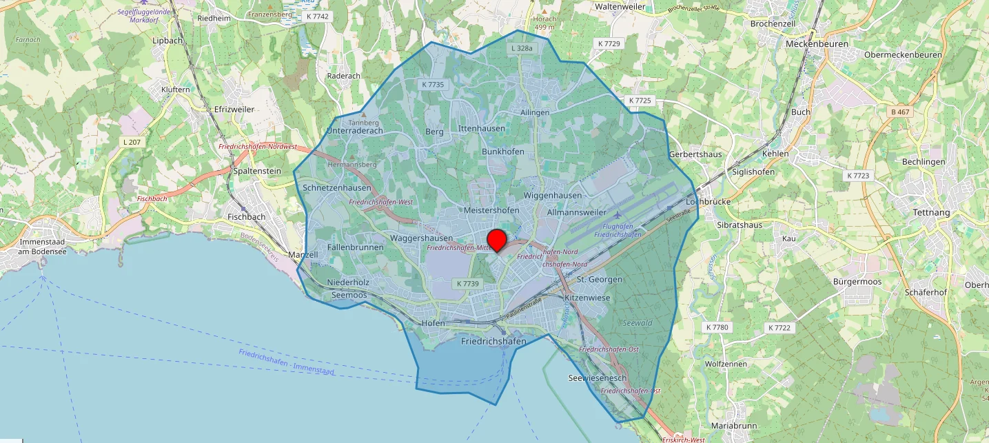 © 2025, openrouteservice, Openstreetmap Mitwirkende, DAV Friedrichshafen