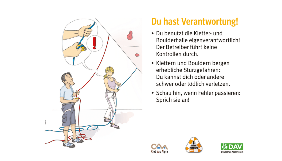 Hallenregeln für Klettern vom DAV. Regel Nummer eins: Du hast Verantwortung | © DAV