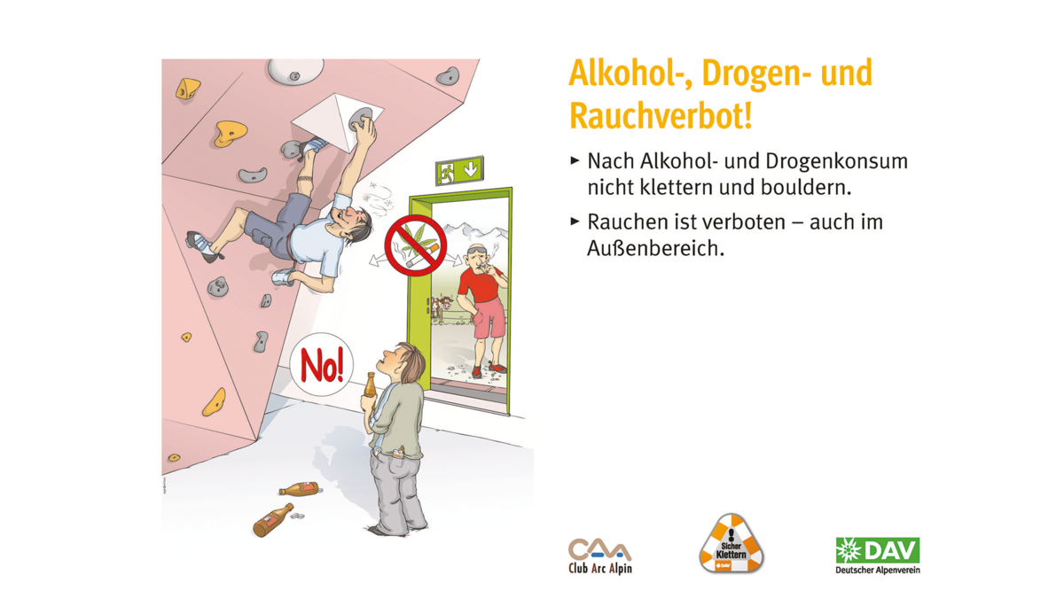 Hallenregeln für Klettern vom DAV. Regel Nummer sechs: Beschädigungen melden | © DAV